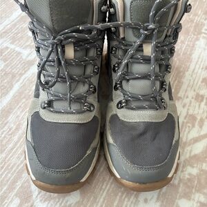 Gray and Tan Hiking Boots